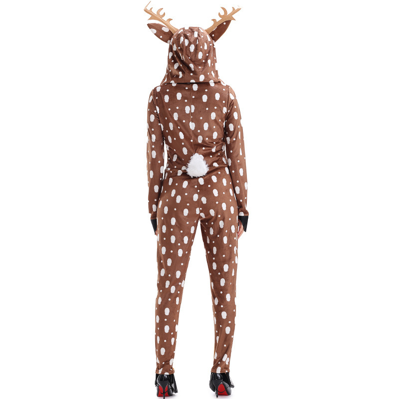 Adult Reindeer Hooded Cosplay Jumpsuit Carnival Party Outfits Animal Costume